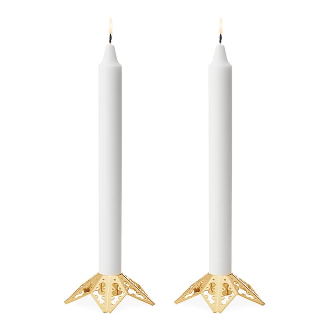 Georg Jensen Set of 2 Seasonal Candleholder, Gold