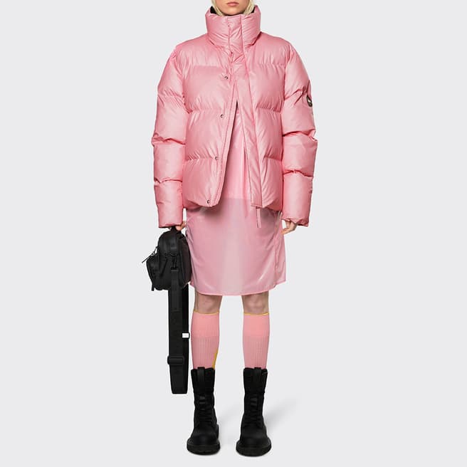 RAINS Pink Sky Unisex Waterproof Boxy Puffer Jacket