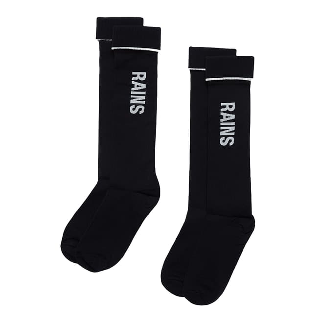 RAINS Black Unisex Logo 2 Pack Socks