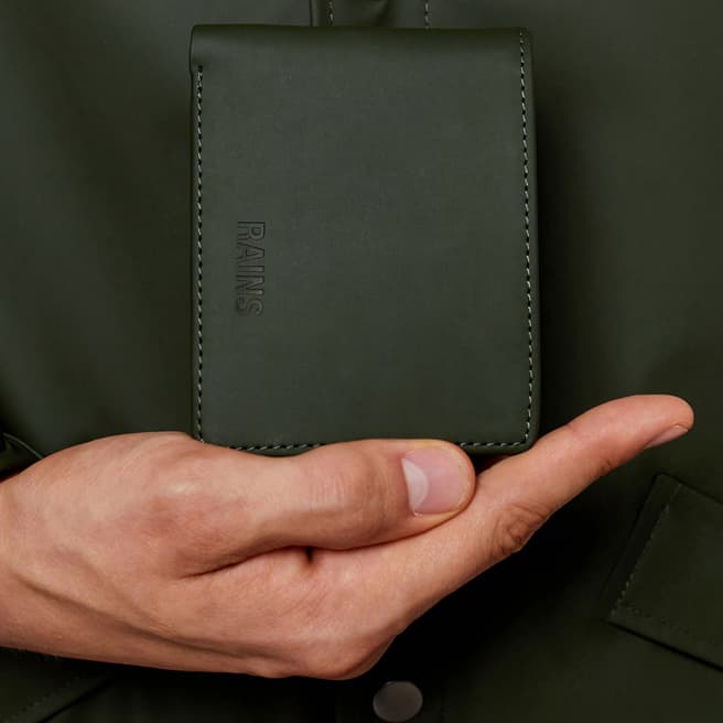 RAINS Green Unisex Folded Wallet