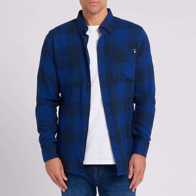 U.S. Polo Assn. Blue Brushed Check Cotton Shirt