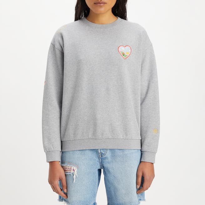 Levi's Grey Salinas Embroidered Cotton Sweatshirt