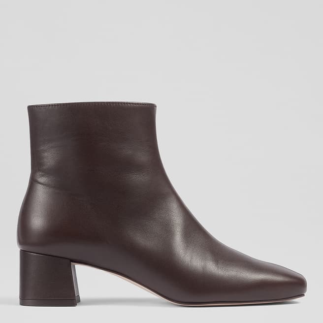 L K Bennett Brown Leather Clarice Ankle Boots