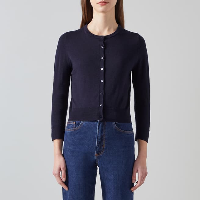 L K Bennett Navy Bonnie Wool Cardigan