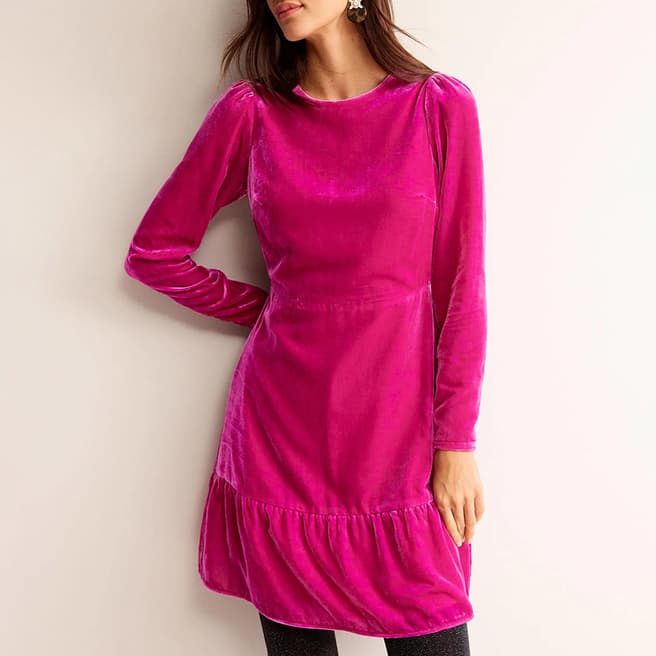 Boden Pink Velvet Short Dress