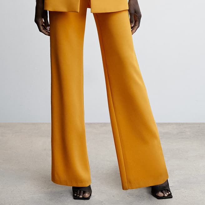Mango Mustard Wide Leg Suit Trousers