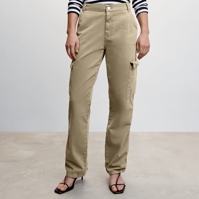 Mango Khaki Pocket Cargo Jeans