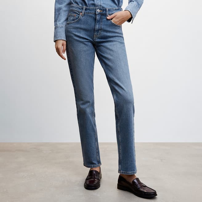Mango Medium Blue Medium-Comfort Straight Jeans