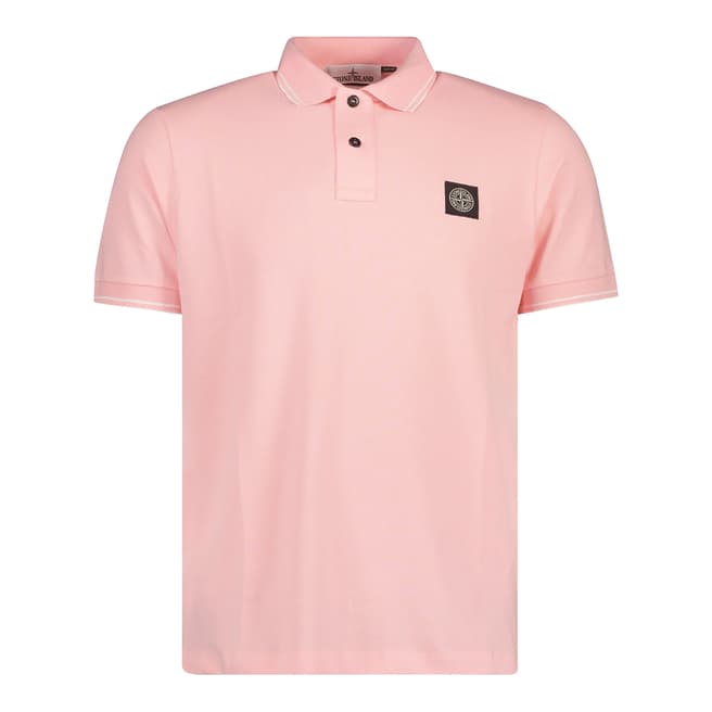 Stone Island Pink Contrast Trims Cotton Blend Polo Shirt