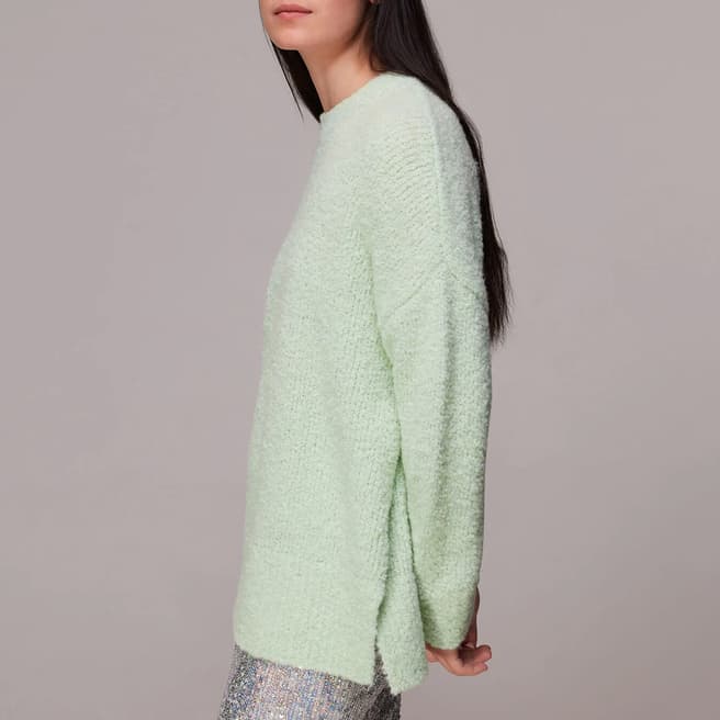 WHISTLES Green Relaxed Boucle Wool Blend Jumper