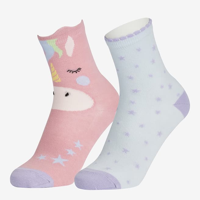 LeMieux Pink/Blue Unicorn 2 Pack Socks