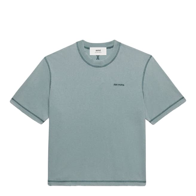 AMI Paris Unisex Blue Fade Out Cotton T-Shirt