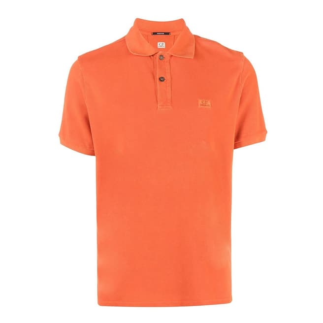 C.P. Company Orange Patch Logo Cotton Polo Shirt