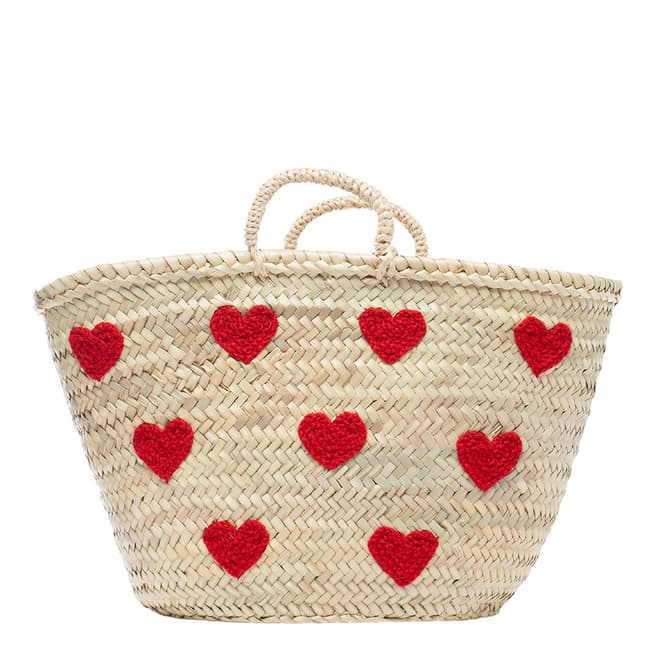 Laycuna London Heart Straw Basket Bag 