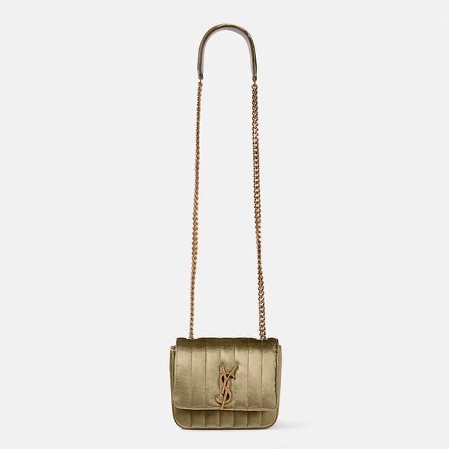 Saint Laurent Gold YSL Vicky Chain Bag In Small