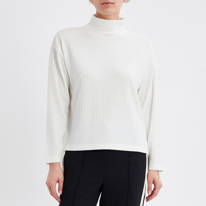 Reiss White Callie High Neck Ribbed Top