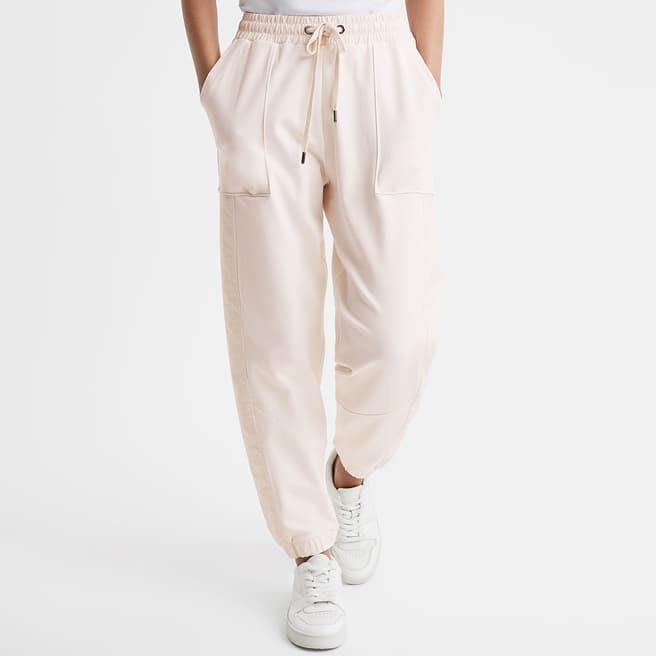 Reiss Cream Maja Woven Cotton Blend Joggers