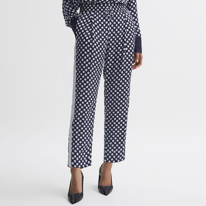 Reiss Navy Ezra Printed Tapered Trousers