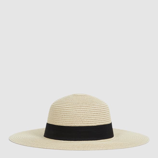 Reiss Cream Lexi Woven Wide Brim Hat