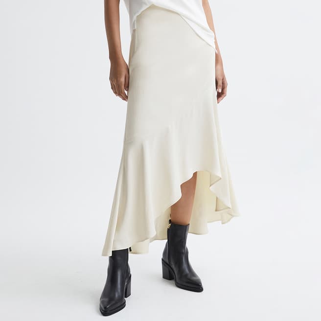 Reiss Ivory Inga Asymmetric Slip Skirt