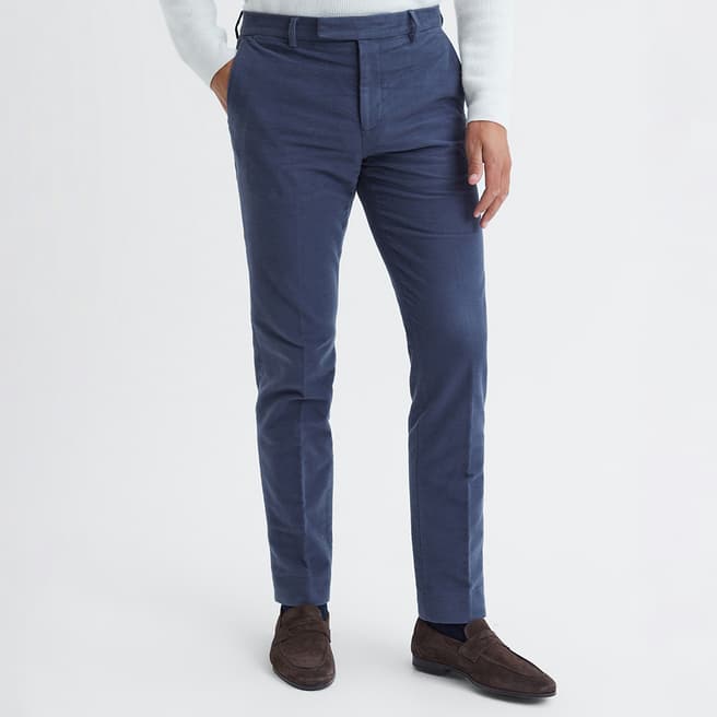 Reiss Mid Blue Spark Cotton Blend Trousers