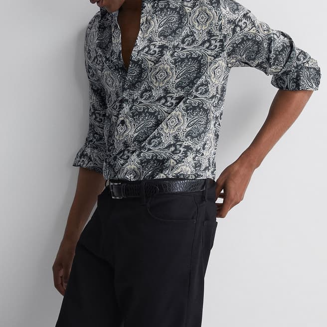 Reiss Black Cousin Paisley Print Shirt