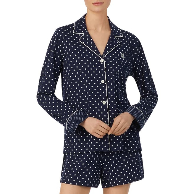 Lauren Ralph Lauren Navy Dot Short Pyjama Set