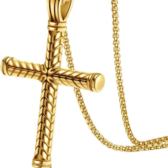 Stephen Oliver 18K Gold Texture Cross Necklace