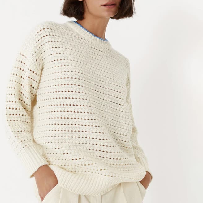 Chinti and Parker Cream Crochet Stitch Sweater