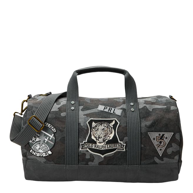 Polo Ralph Lauren Grey Camo Canvas Cotton Duffle Bag 