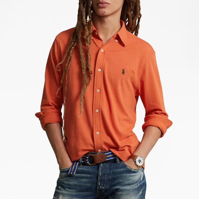 Polo Ralph Lauren Orange Mesh Cotton Shirt