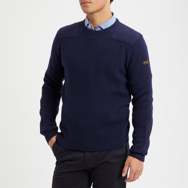 Polo Ralph Lauren Navy Ribbed Wool Jumper