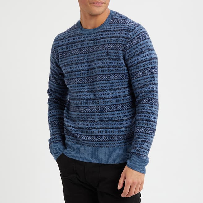 Polo Ralph Lauren Navy Fairisle Wool Jumper