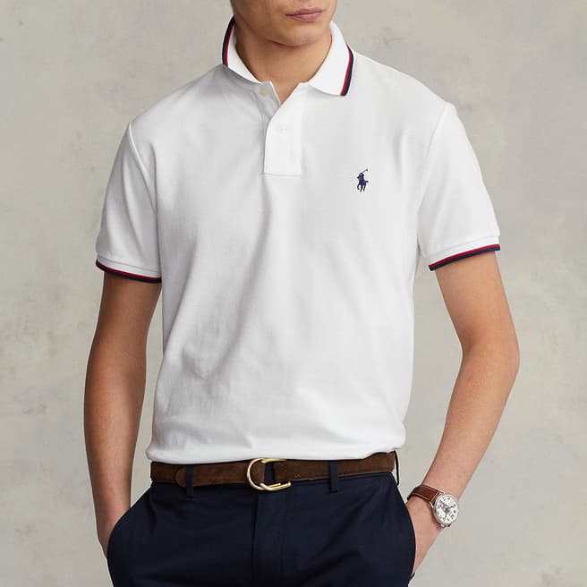 Polo Ralph Lauren White Mesh Cotton Polo Shirt