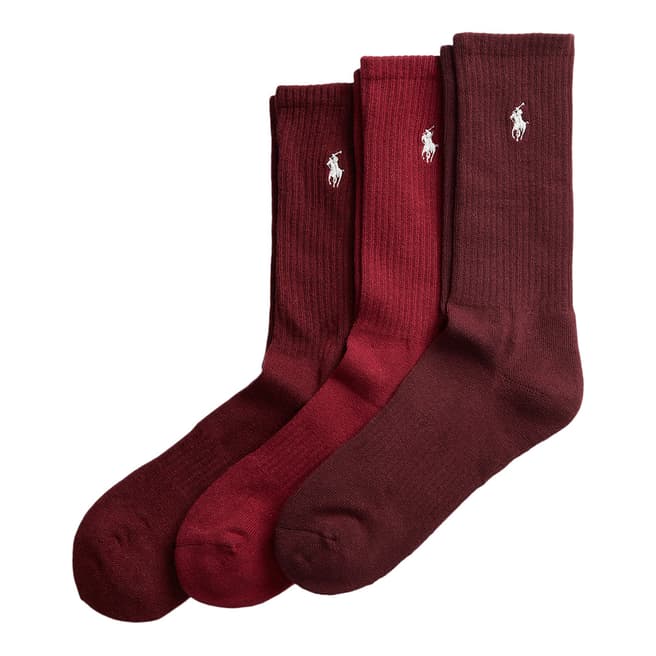 Polo Ralph Lauren Burgundy 3 Pack Cotton Blend Socks