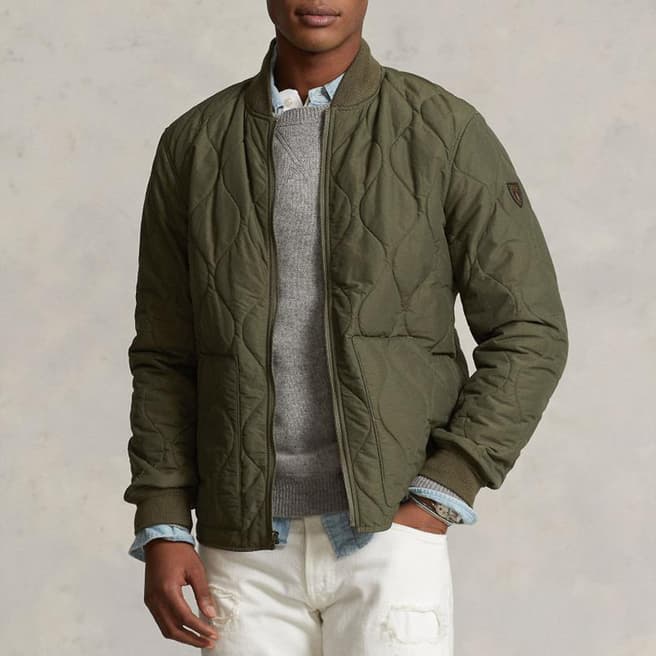 Polo Ralph Lauren Khaki Gunners Quilted Bomber Jacket