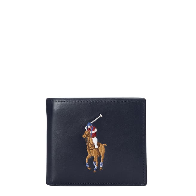 Polo Ralph Lauren Navy Embroidered Leather Wallet