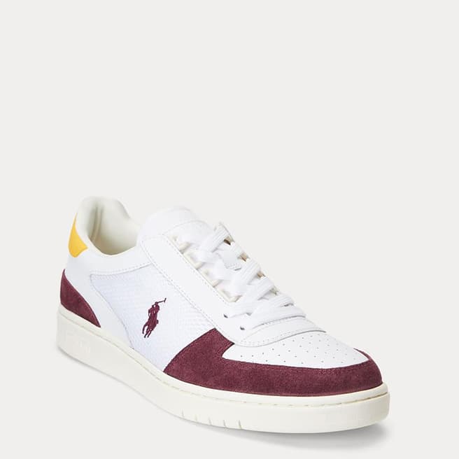 Polo Ralph Lauren White/Burgundy Polo Leather Trainers