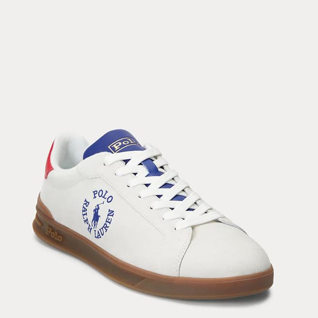 Polo Ralph Lauren White/Blue Low Top Polo Leather Trainers