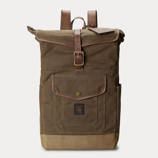 Polo Ralph Lauren Brown Cotton Leather Backpack