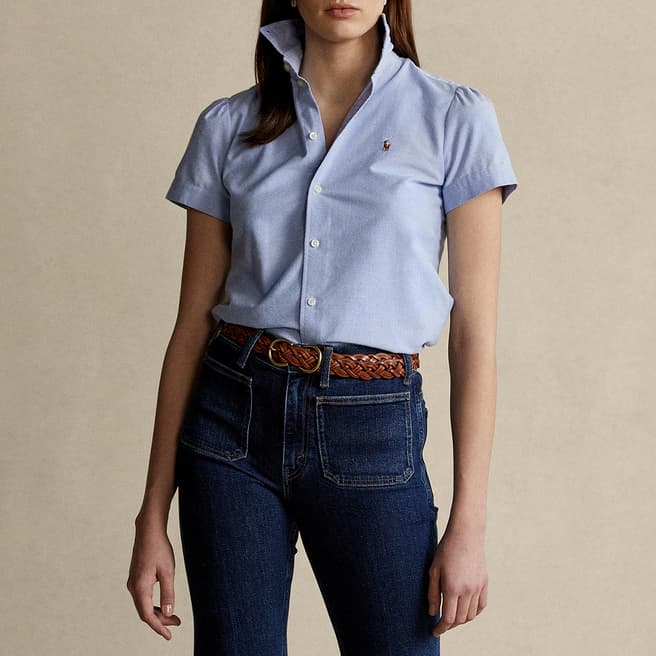 Polo Ralph Lauren Blue Short Sleeve Oxford Cotton Shirt