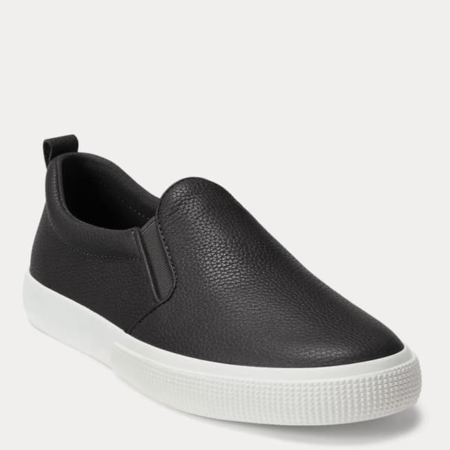 Lauren Ralph Lauren Black Haddley Tumbled Leather Trainers