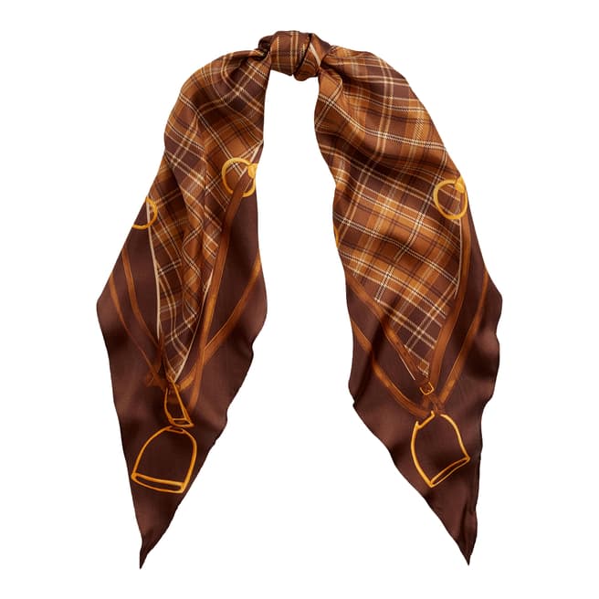 Lauren Ralph Lauren Brown Check Laura Silk Scarf