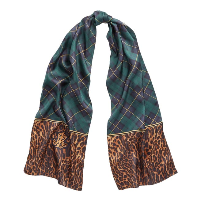 Lauren Ralph Lauren Green Printed Silk Scarf