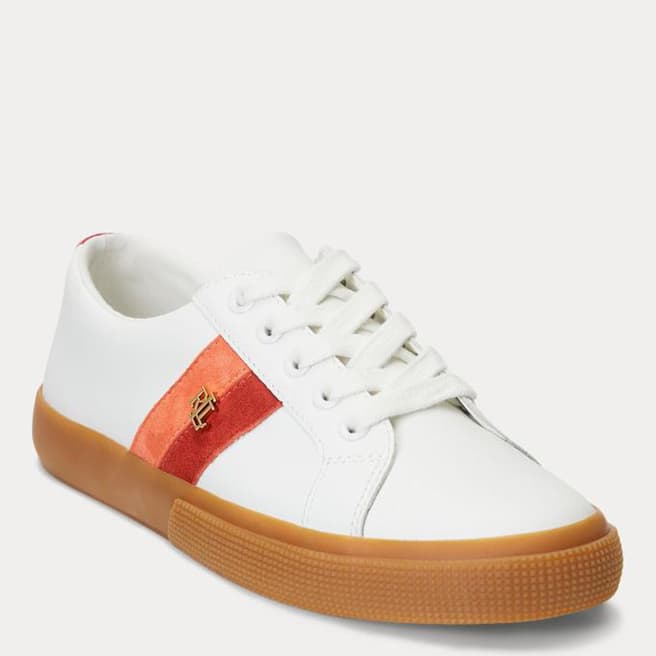 Lauren Ralph Lauren White/Red Janson Leather Trainers