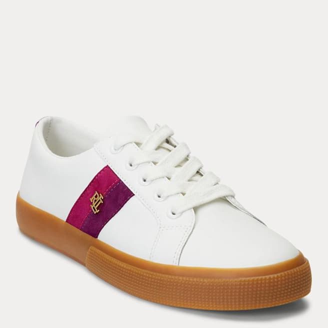 Lauren Ralph Lauren White/Purple Janson Leather Trainers