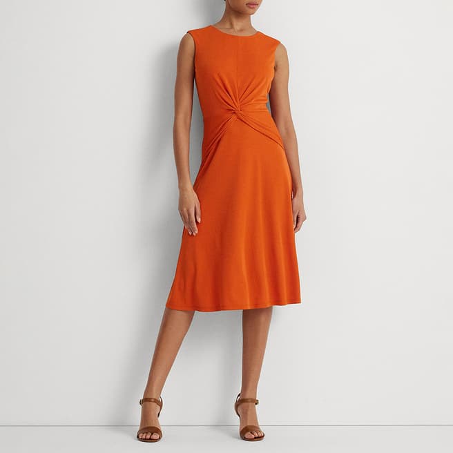 Lauren Ralph Lauren Orange Twist Front Jersey Dress