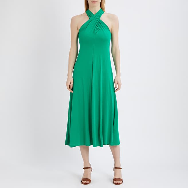 Polo Ralph Lauren Green Halter Neck Jersey Midi Dress