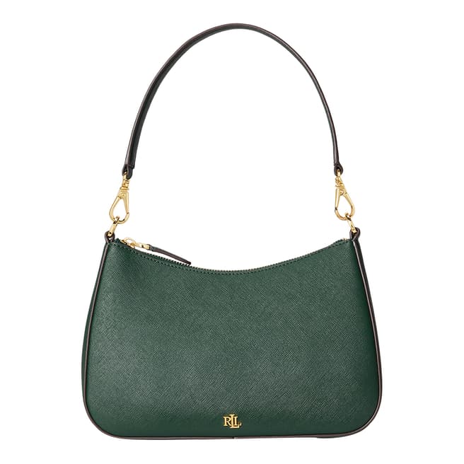 Lauren Ralph Lauren Green Danni Crosshatch Leather Bag