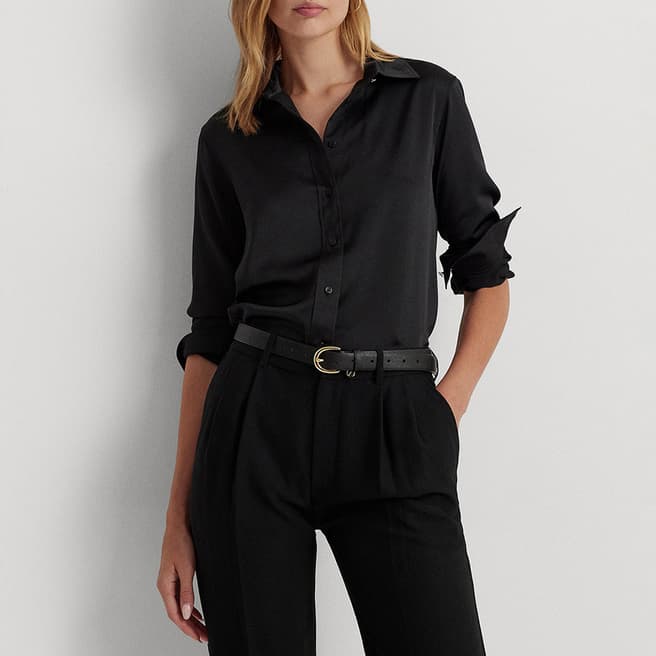 Lauren Ralph Lauren Black Satin Charmeuse Shirt